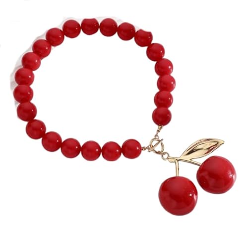 Liumarvexia Übertrieben Acryl überdimensionierte Perlen Halskette für Frauen, Multi-Color Cherry Choker Dainty Halskette Party Punk Trendy Schmuck Geschenk rot verstellbar von Liumarvexia