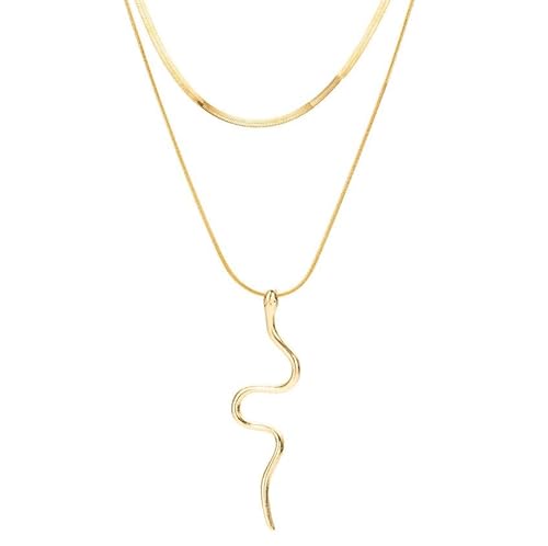 Liumarvexia Übertrieben Doppelschicht Schlange Anhänger Halskette für Frauen, Punk Schlange Layering Tragen Choker Dainty Halskette Party Prinzessin Kette Schmuck von Liumarvexia