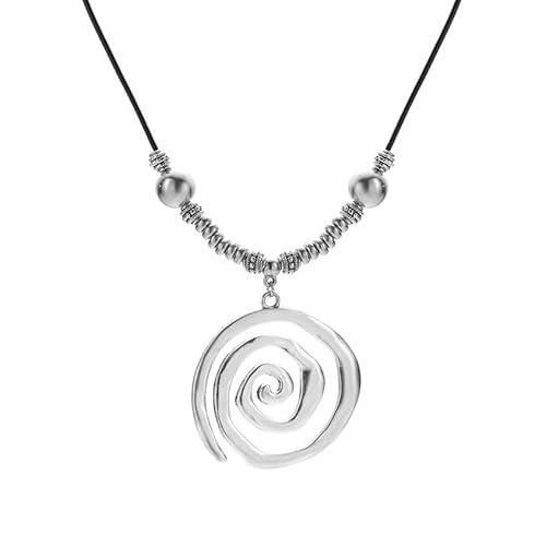 Liumarvexia Übertrieben geometrische Spirale Anhänger Halskette für Frauen, Vintage schwarze Seil Kette Choker Dainty Hals Party Prinzessin Kette Schmuck von Liumarvexia
