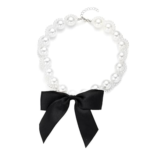 Liumarvexia Übertrieben große Perlbogen Anhänger Halskette für Frauen, Vintage Imitation Perlen Choker Kette Dainty Halskette Party Schmuck von Liumarvexia