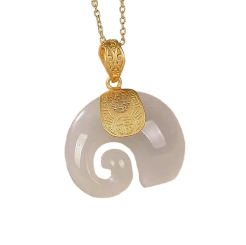 Liumarvexia Weiße Jade Elefanten Anhänger Halskette Natürliche Jade Elegante Retro Halskette Schmuck mit Geschenkbox für Frauen Frau Mutter von Liumarvexia