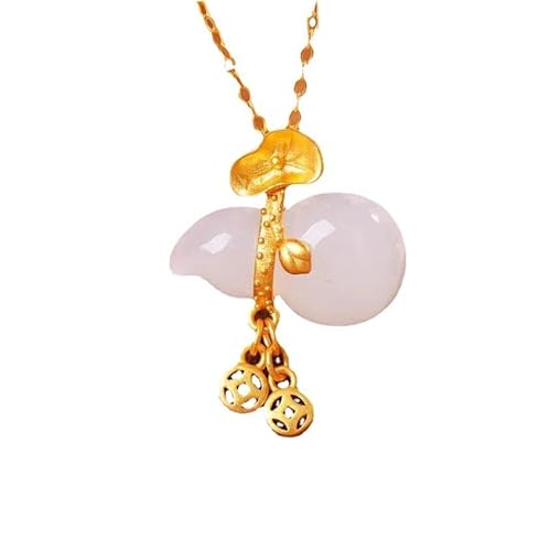 Liumarvexia Weiße Jade Gourd Anhänger Halskette Natürliche Jade Elegante Retro Halskette Schmuck mit Geschenkbox für Frauen Frau Mutter von Liumarvexia