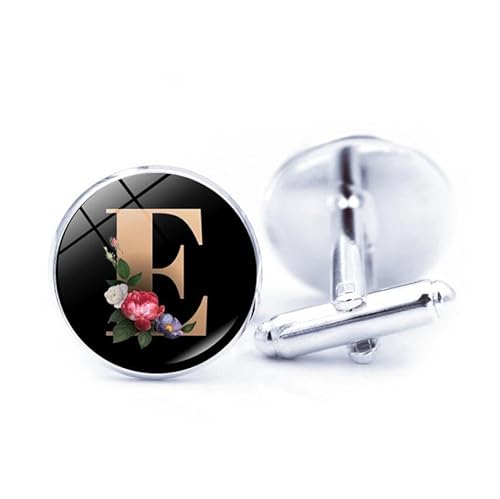 Men's Cufflinks,Fashion Gold Flower A-Z initial Letters Pattern Shirt Accessories Jewelry, Round Shirt Cuff Links for Father Husband Boyfriend Business Gift von Liumarvexia