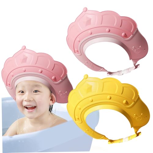 2pcs Duschkappe für Kinder 0-12 Jahre verstellbare weiche Kronenform Baby Haarwäsche Schild Nicht-Rutsch-Anti-Reflux-Bad Visier für Kleinkinder Baby Bad Essentials von Liummrcy