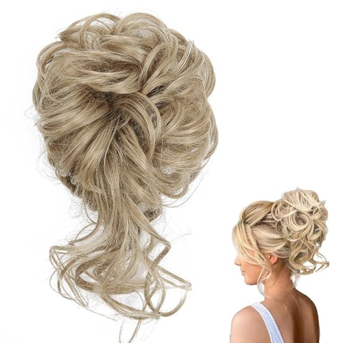 Curly Bun Haarteil Synthetische Faser Blondes Messy Bun Haarthip natürlicher Aussehen Hochsteckfrisur Claw Clip für Frauen gefälschte Scrunchies Pferdeschwanz Erweiterungen von Liummrcy