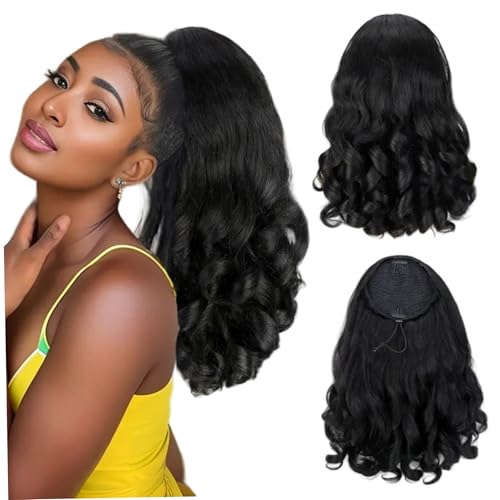 Curly Draw String Pferdeschwanz 16 kurze natürliche Pferdeschwanzclip auf Haarverlängerung für Frauen Hochtemperatur Seide Atmungsfreie weiche Pferdeschwanzhaarstücke von Liummrcy