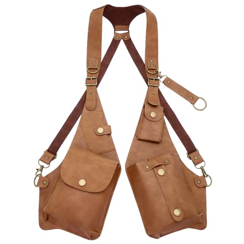 Doppelter Schulter-Achselhöhlen-Tasche, tragbarer PU-Leder-Anti-Diebstahl-Achselhöhlen-Achselbeutel versteckt versteckte Unterarm-Schulterbeutel für Steampunk-Partys im Freien einkaufen von Liummrcy