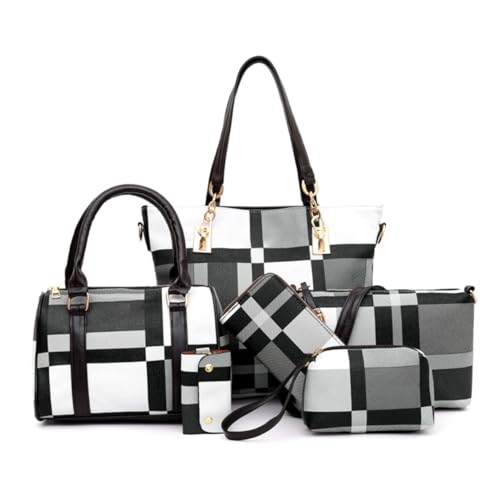 Frauen Damen 6 PCs Handtasche Set Top Grifftasche Totes Totes Satchels Crossbody -Umhängetaschen und Geldbörse, Hobos -Umhängetaschen von Liummrcy