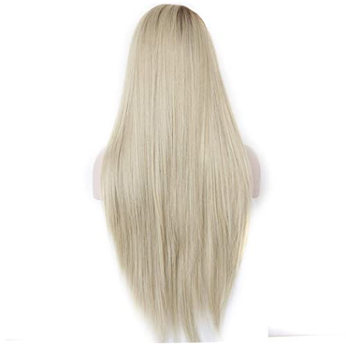 Haar Perücke Mode blonde glühlose Spitze Langes natürliches gerade synthetisches Haar für Frauen Gold 1pc von Liummrcy