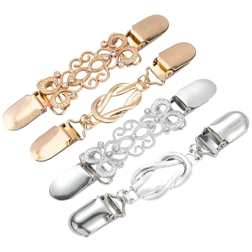 Kleidungsklammern Back Cinch 4pcs 2 Stile Strasskleidung Cinch Clip für Frauen Schal Taille Hemd Pullover Gold und Silber von Liummrcy