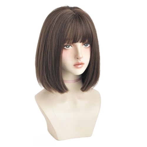 Kurze gerade Perücken natürliche synthetische Haar Perücken hitzebeständige Frauen Perücken für Cosplay -Party warm Brown Style2 von Liummrcy