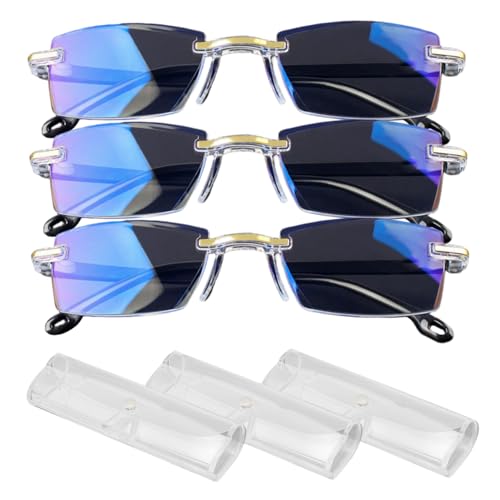 Liummrcy 3 Paare Anti Blue Light Presbyopie Brille Clear Automatic Zoom Lesebrille mit Kasten leicht selbst eingestellt werden flexibel für Männer Frauen von Liummrcy