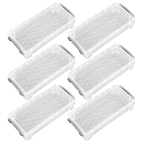 Liummrcy 6pcs Stapelbare Bleistiftbox, Clear Bleistiftkoffer Plastikbox, Plastikbehälter mit Schnappdeckel für Büroschulenversorgung von Liummrcy