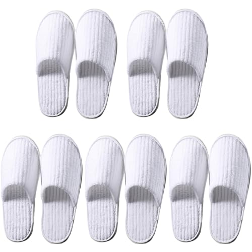 Einwegschuppen One Size, 5 Paar Spa Pantoffeln Korallen Fleece Non Slip Hotel atmungsable tragbare Gast für Frauen Männer Reisen Weiß von Liummrcy