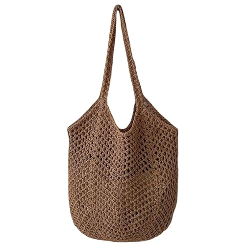 Liummrcy Häkeln Geldbörsen für Frauen Strand Tote Khaki Raffia Tote Ästhetische Strick -Boho -Tasche für Reisebühne von Liummrcy