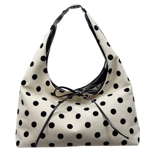 Liummrcy Slouchy Bag Polka Dot Slouchy Tote Tasche mit Bogen Nylon -Tasche für Frauen Reisen Arbeiten von Liummrcy