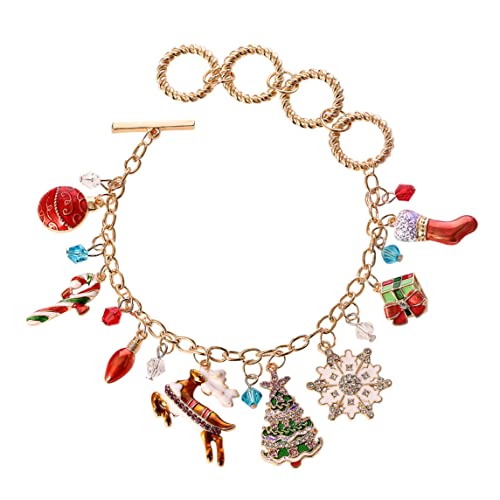 Liummrcy Weihnachtsschmuck, Weihnachtsarmband mit Schneeflocken Schneemann Weihnachtsbaum Anhänger Ornamente Verstellbare Handgelenkskette von Liummrcy