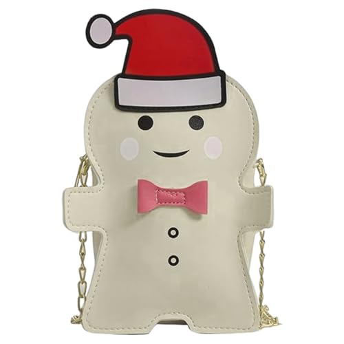 Liummrcy Weihnachtsschmuck, Weihnachtsprotokollgingerbread Man Crossbody -Tasche mit Kettenriemen und Reißverschluss 5.3x7.9x2.6 '' Crossbody -Geldbörsen für Frauen tägliches Outfit von Liummrcy