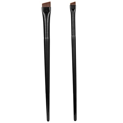 Make -up -Pinsel, abgewinkelte Augenbrauenbürste 2pcs Tragbare Eyeliner -Bürste mit Gummigriff wiederverwendbare weiche elastische Borsten Augenbrauen Tintbürste Waschbares Flach -Make -up -Pinsel f von Liummrcy