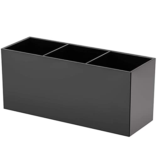 Make -up -Pinselhalter Bleistift Speicher Organizer Box Schwarz 3 Gitter Acryl Kosmetische Speicherplatzkasten Desktop Augenbrauenbürste Halter von Liummrcy