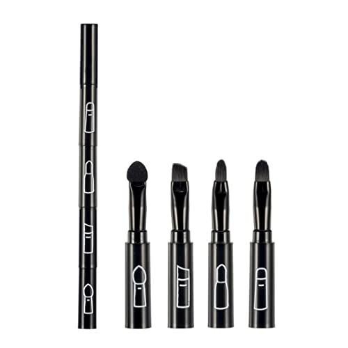Mini-Make-up-Bürsten, 4 in 1 Premium abtrennbare Pinsel Multi-Abschnitte Kosmetische Make-up-Pinsel Lippenbürste Lidschatten Pinsel Augenbrauen-Pinsel Tragbares Reisemake-up-Pinsel-Kit (schwarz) von Liummrcy