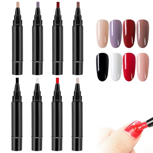Nagelkit, Nagelkunststifte, Nagellackstifte 8pcs/Set 8 Farben 3 in 1 5 ml Einschritt DIY -Nagelgel Stift für Frauen Girls Maniküre Pediküre Nagellack Stifte für Home Salon von Liummrcy