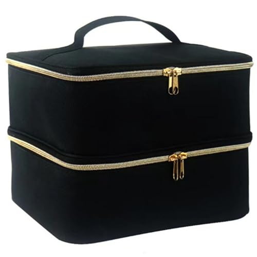 Nagellack Organizer Hülle Doppelschicht Nagellack Organizer Tragbares abnehmbares Tragetasche mit großer Kapazität, schwarz von Liummrcy