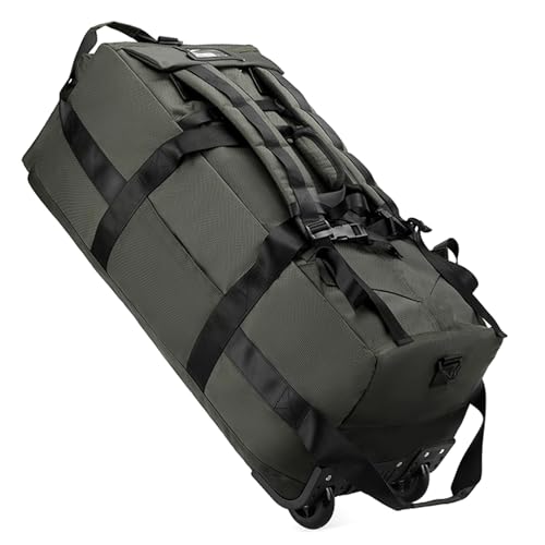 Reisetasche mit Rädern 90 l faltbar Nicht Slip Rolling Duffle Bag mit versteckten Trägern große Kapazität für Reisebläserinnen Männer Männer von Liummrcy