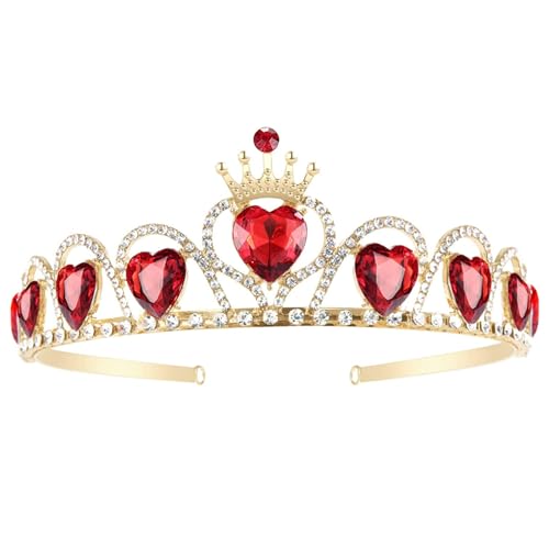 Rote Herz Tiara Kostümkopfschmuck Goldkrone für Mädchen Teenager Halloween Partys von Liummrcy