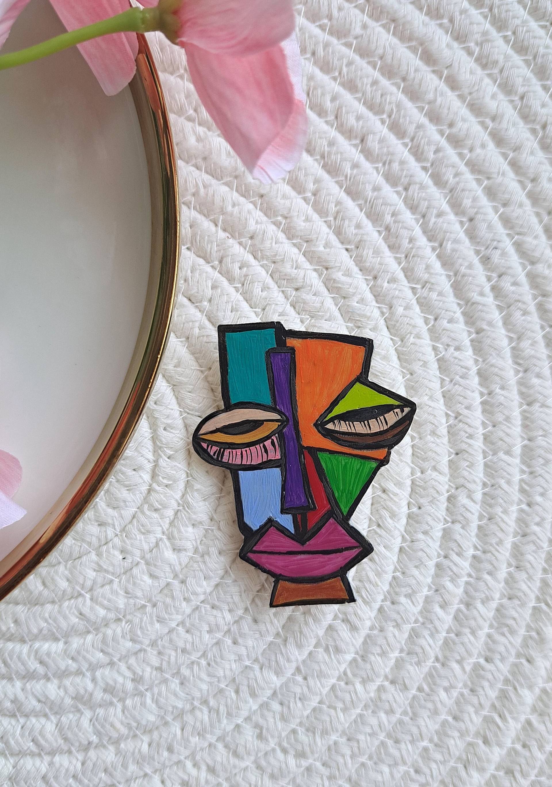 Einzigartige Handgemachte Polymer Clay Brosche Mit Abstrakter Malerei Lustiges Gesicht Modeschmuck Handgemachte Bunte Mosaik Buntglas Imitat Einzigartige Handgemachte Polymer Clay Brosche Mit Abstrakter Malerei Lustiges Gesicht Modeschmuck Handgemachte Bunte Mosaik Buntglas Imitat von LiutikArt