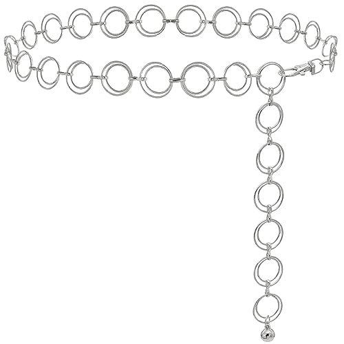 Liutufy Trendige Damen O-Ring verstellbare Taillenkette - Mode-Accessoire für Jeans und Kleider, L: 53.1 in/135 cm, Metall von Liutufy