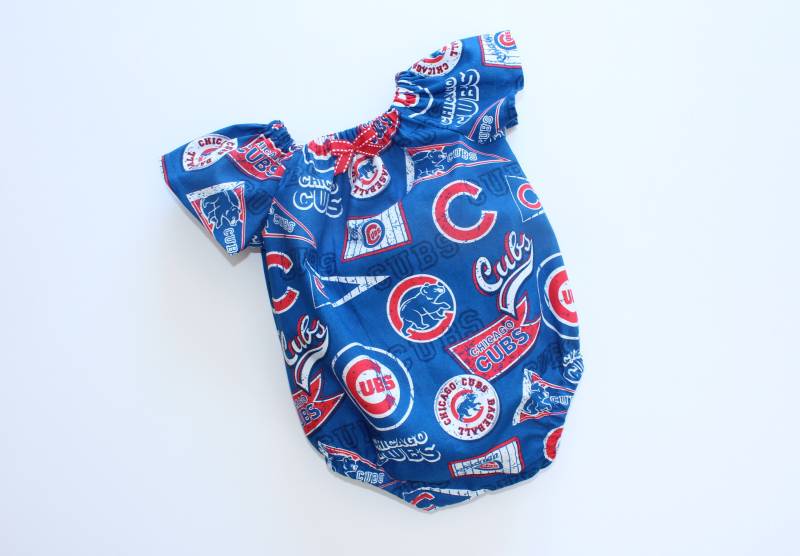 Mädchen Chicago Cubs Spielanzug, Playsuit, Bubble-strampler, Langarm-strampler, Major League Baseball, Mlb, Cubbies, Familienbilder von Livanni