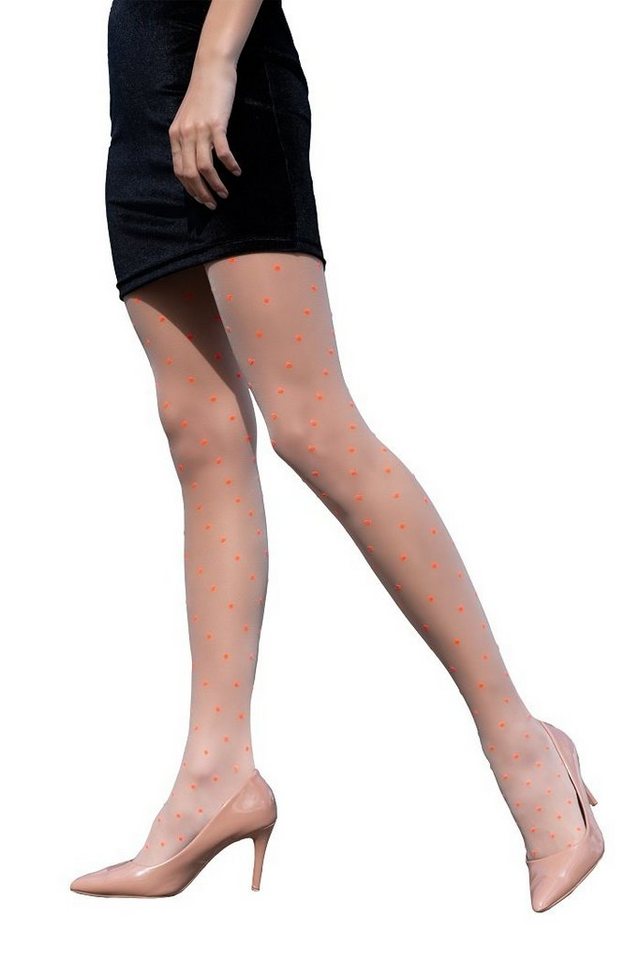 Livco Corsetti Fashion Feinstrumpfhose Strumpfhose beige-rot elastisch gepunktet 15 DEN (1 St) von Livco Corsetti Fashion