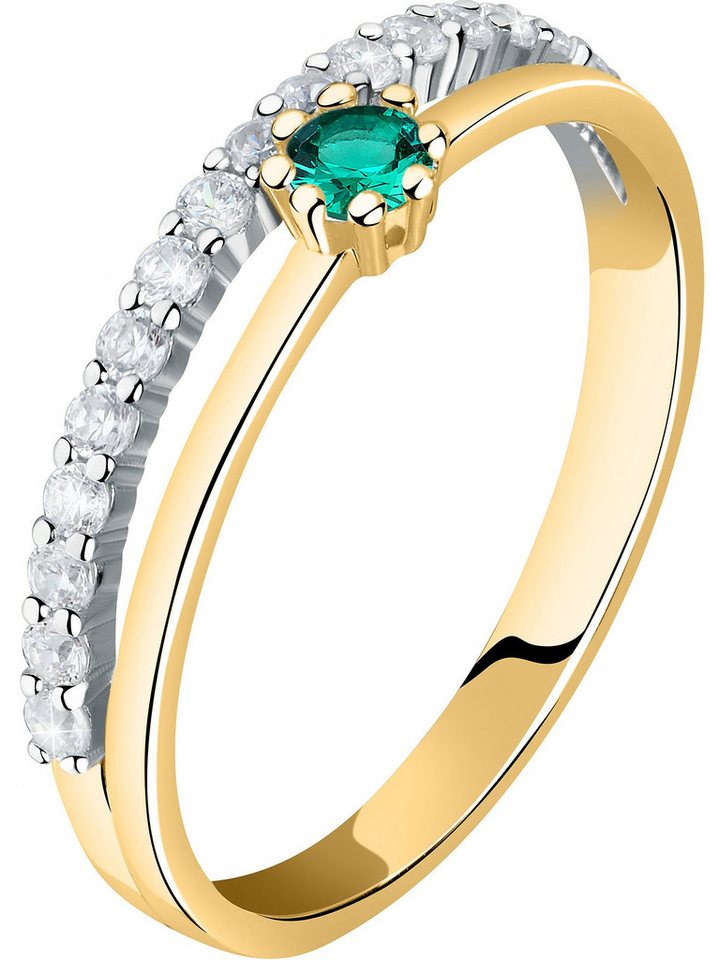 Live Diamond Diamantring Live Diamond Damen-Damenring Smaragd, Smaragd (synthetisch), Lab Grown von Live Diamond