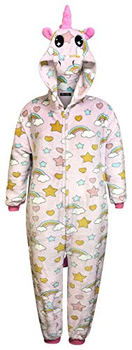 Live It Style It Kinder Einhorn Onesie Mädchen Bequeme Pyjamas Jungen weichen Schlafanzug Geschenke für Kinder Tier Jumpsuit Dress Up Kostüm, Einhorn - Regenbogen-Sterne, 8-9 Jahre (Tag 105) von Live It Style It