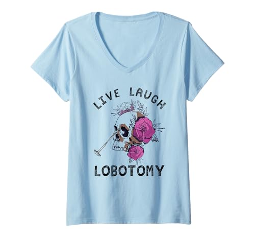 Damen Live Laugh Lobotomie T-Shirt mit V-Ausschnitt Damen Live Laugh Lobotomie T-Shirt mit V-Ausschnitt von Live Laugh Lobotomy Shirts