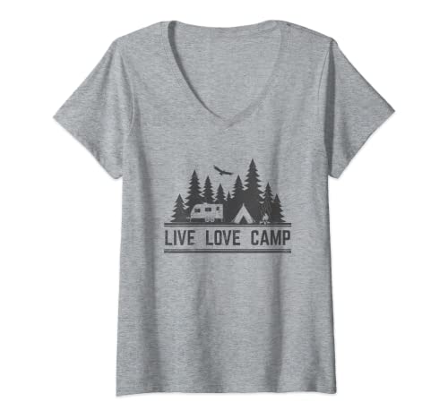 Damen Live Love Camp T-Shirt für Camper, die Camping lieben T-Shirt mit V-Ausschnitt Damen Live Love Camp T-Shirt für Camper, die Camping lieben T-Shirt mit V-Ausschnitt von Live Love Camp Shirts for Camping