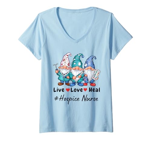 Damen Süßes T-Shirt „Live Love Heal Hospice Nurse“ T-Shirt mit V-Ausschnitt von Live Love Heal Nurse Shirt