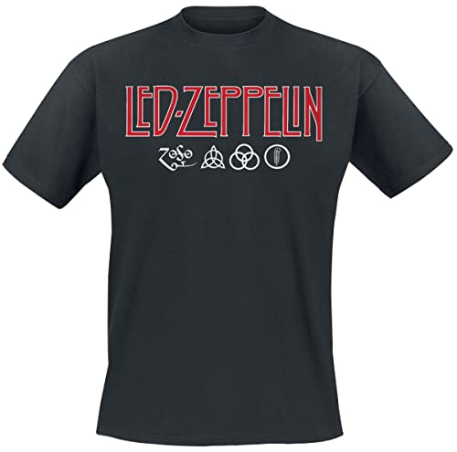 Led Zeppelin Logo & Symbols Männer T-Shirt schwarz L 100% Baumwolle Band-Merch, Bands von Led Zeppelin