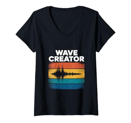 Damen Wave Creator Retro-Audioingenieur T-Shirt mit V-Ausschnitt Damen Wave Creator Retro-Audioingenieur T-Shirt mit V-Ausschnitt von Live Sound Frequency