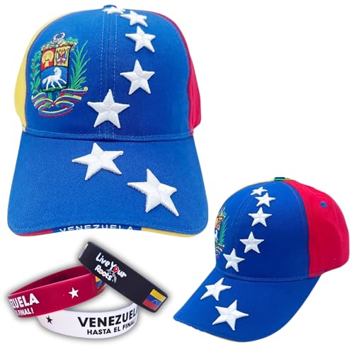 PREPARATE PARA LA CELEBRACION! Venezuela Cap – Tricolor Baseball Cap 100% Baumwolle, Premium Fahne Venezuela 7 Sterme Kappe, Geschenkidee mit 1 Venezuela Armband mit motto HASTA EL FINAL PREPARATE PARA LA CELEBRACION! Venezuela Cap – Tricolor Baseball Cap 100% Baumwolle, Premium Fahne Venezuela 7 Sterme Kappe, Geschenkidee mit 1 Venezuela Armband mit motto HASTA EL FINAL von Live Your Roots