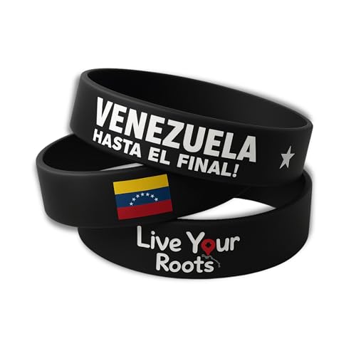 Live Your Roots Venezuela Unisex-Armbänder aus Premium-Silikon | 15 mm x 202 mm x 2 mm | Flagge und Spruch "Bis zum Ende!" | Schwarz, Weiß und Vinotinto, Universal Live Your Roots Venezuela Unisex-Armbänder aus Premium-Silikon | 15 mm x 202 mm x 2 mm | Flagge und Spruch "Bis zum Ende!" | Schwarz, Weiß und Vinotinto, Universal von Live Your Roots
