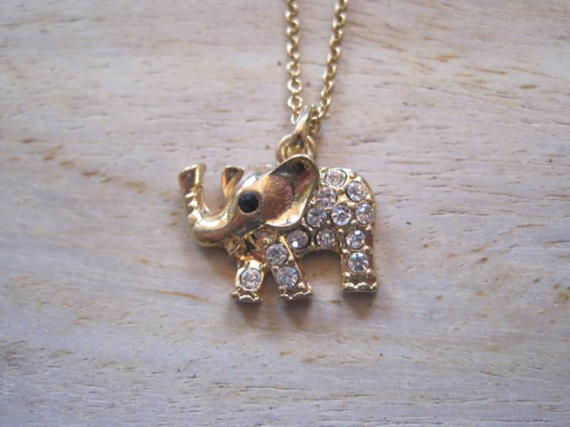 Gold Elefant Halskette - Strass Kristall Elefanten Schmuck von LiveCoastal