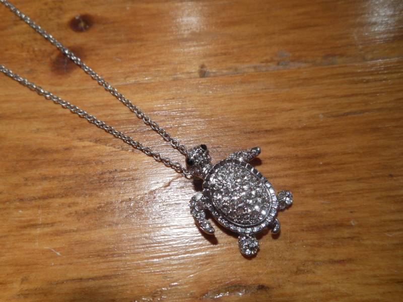 Silber Meeresschildkröte Halskette - Schildkröte Strass Silber Meeresschildkröte Halskette - Schildkröte Strass von LiveCoastal