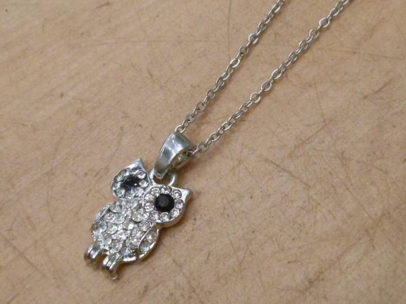 Silberne Eulen-Halskette - Silber Strass Silberne Eulen-Halskette - Silber Strass von LiveCoastal