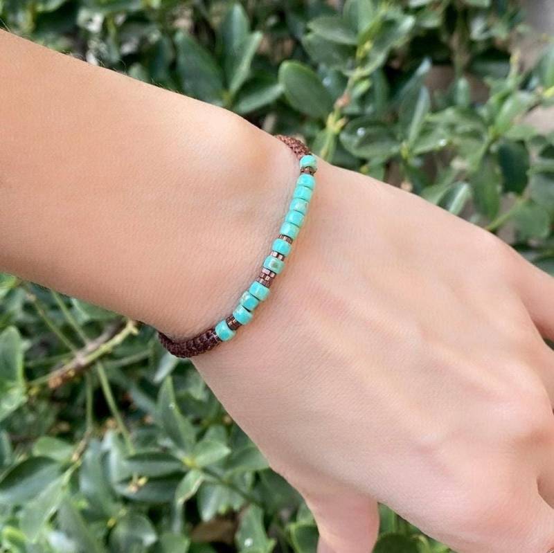 Liebe Dich Armband Mit Türkis Perlen, Personalisierte Herren Morse-Code-Armband, Versteckte Nachricht Morse-Code Schmuck, Gedenkstätte Erinnerung von LiveGemsInspirations