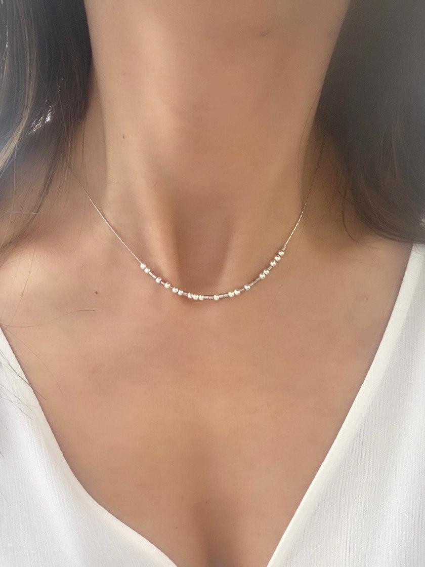 Personalisierte Silber Morse-Code-Halskette, Schmuck Mit Versteckter Nachricht, Benutzerdefinierter Morse-Code-Schmuck in Silber, Gold Oder von LiveGemsInspirations