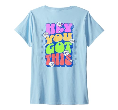 Damen Positive Retro-Motivation, erhebendes Zitat T-Shirt mit V-Ausschnitt Damen Positive Retro-Motivation, erhebendes Zitat T-Shirt mit V-Ausschnitt von LiveHappy