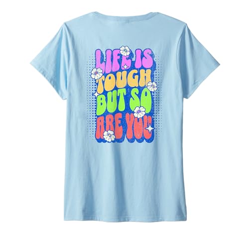 Damen Positive Retro-Motivation, erhebendes Zitat T-Shirt mit V-Ausschnitt Damen Positive Retro-Motivation, erhebendes Zitat T-Shirt mit V-Ausschnitt von LiveHappy