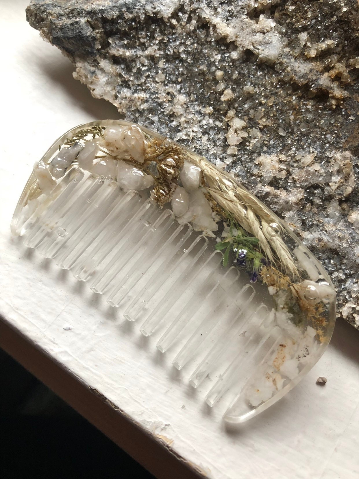 Erdkristall Haarkamm Erdkristall Haarkamm von LiveLoveCrystalShop